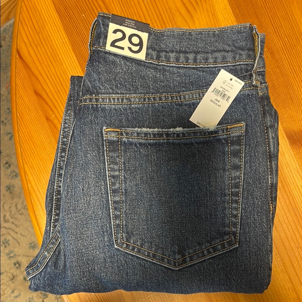 NWT GAP Size 29 / 8 Cheeky Straight High Rise Low Stretch Blue Jeans